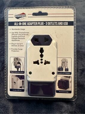 New American Tourister All-In-One Adapter Plug with USB
